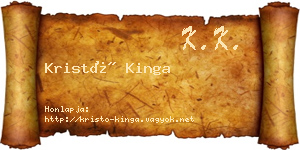 Kristó Kinga névjegykártya